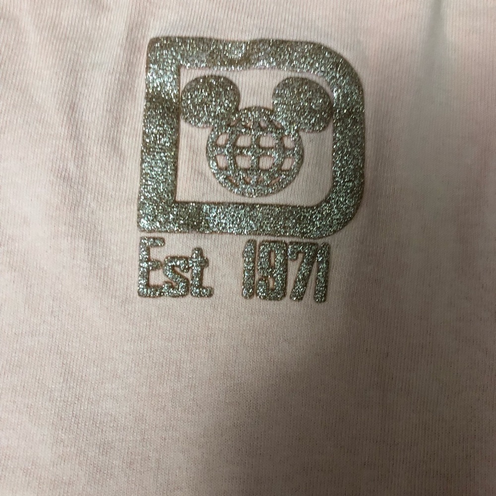 Disney Spirit Jersey Peach w/Rosegold Glitter Print XS - Picture 4 of 5